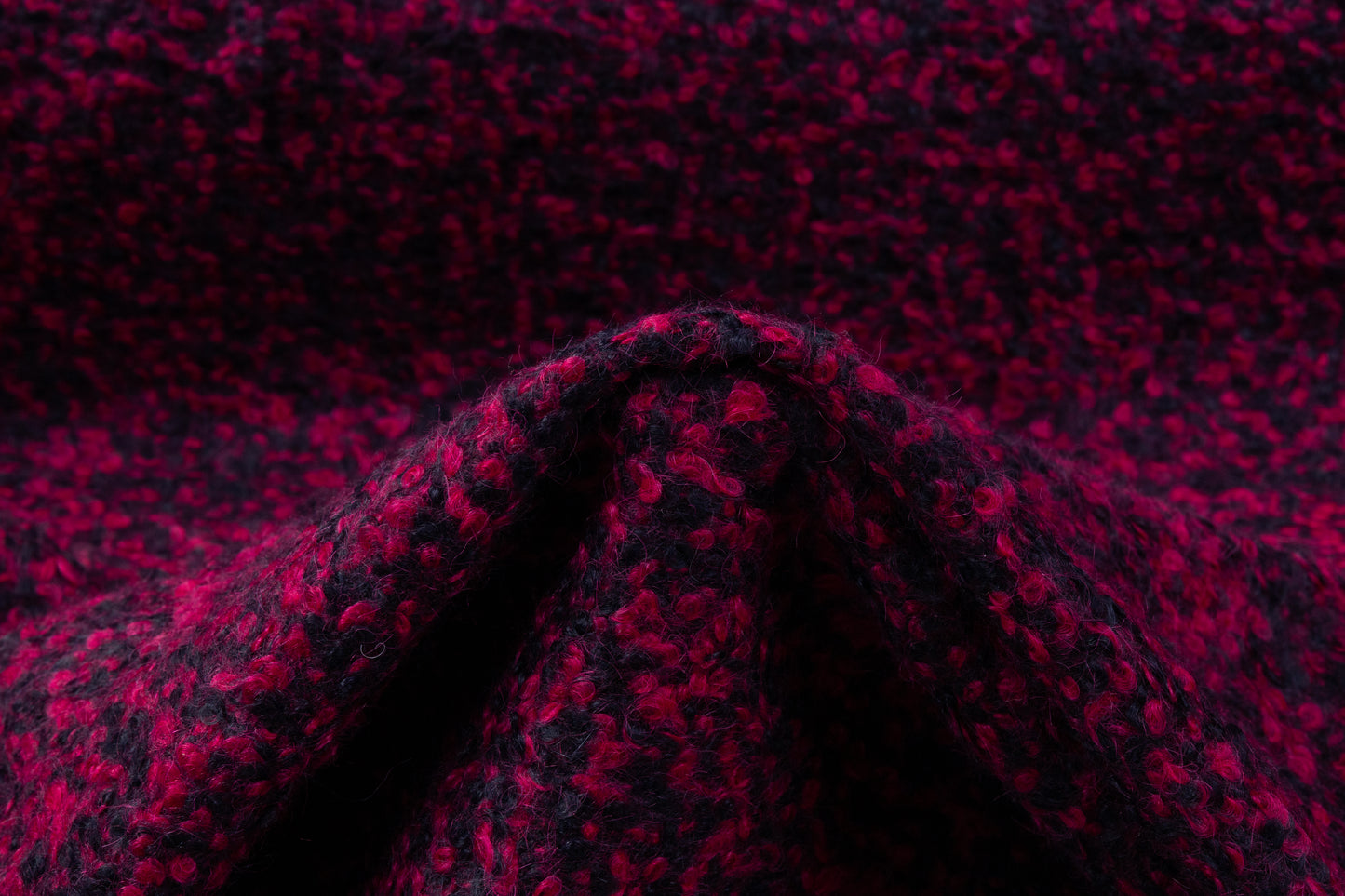 Italian Alpaca Wool Boucle Coating - Magenta / Black