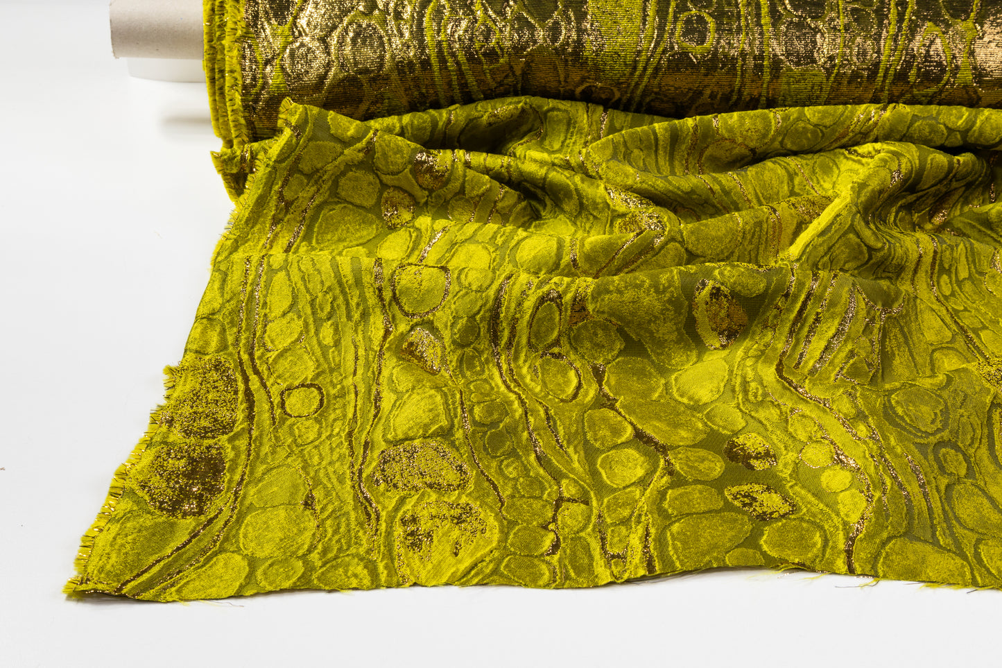 Abstract Metallic Italian Cloqué Brocade - Yellow