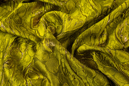 Abstract Metallic Italian Cloqué Brocade - Yellow