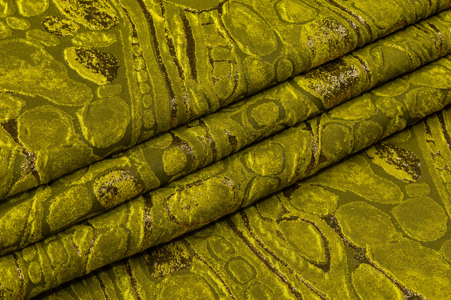 Abstract Metallic Italian Cloqué Brocade - Yellow