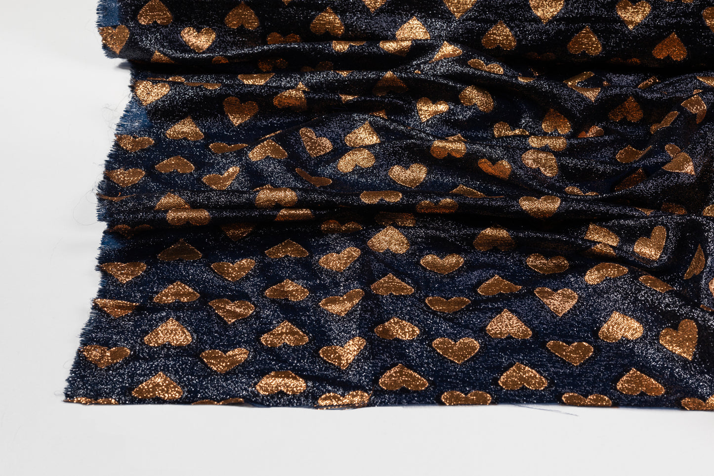 Metallic Italian Silk Jacquard - Navy / Gold