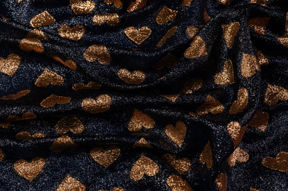 Metallic Italian Silk Jacquard - Navy / Gold