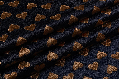 Metallic Italian Silk Jacquard - Navy / Gold