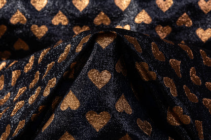 Metallic Italian Silk Jacquard - Navy / Gold