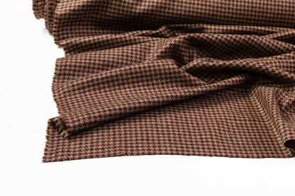 Houndstooth Italian Wool Tweed Suiting - Brown