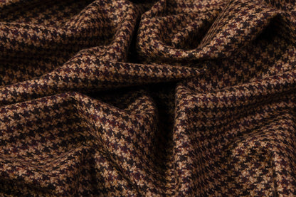 Houndstooth Italian Wool Tweed Suiting - Brown