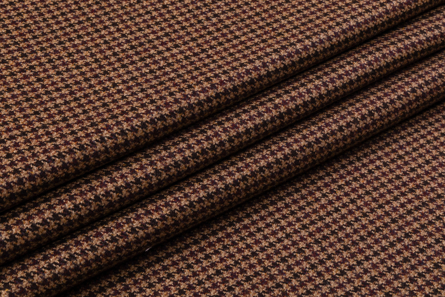 Houndstooth Italian Wool Tweed Suiting - Brown