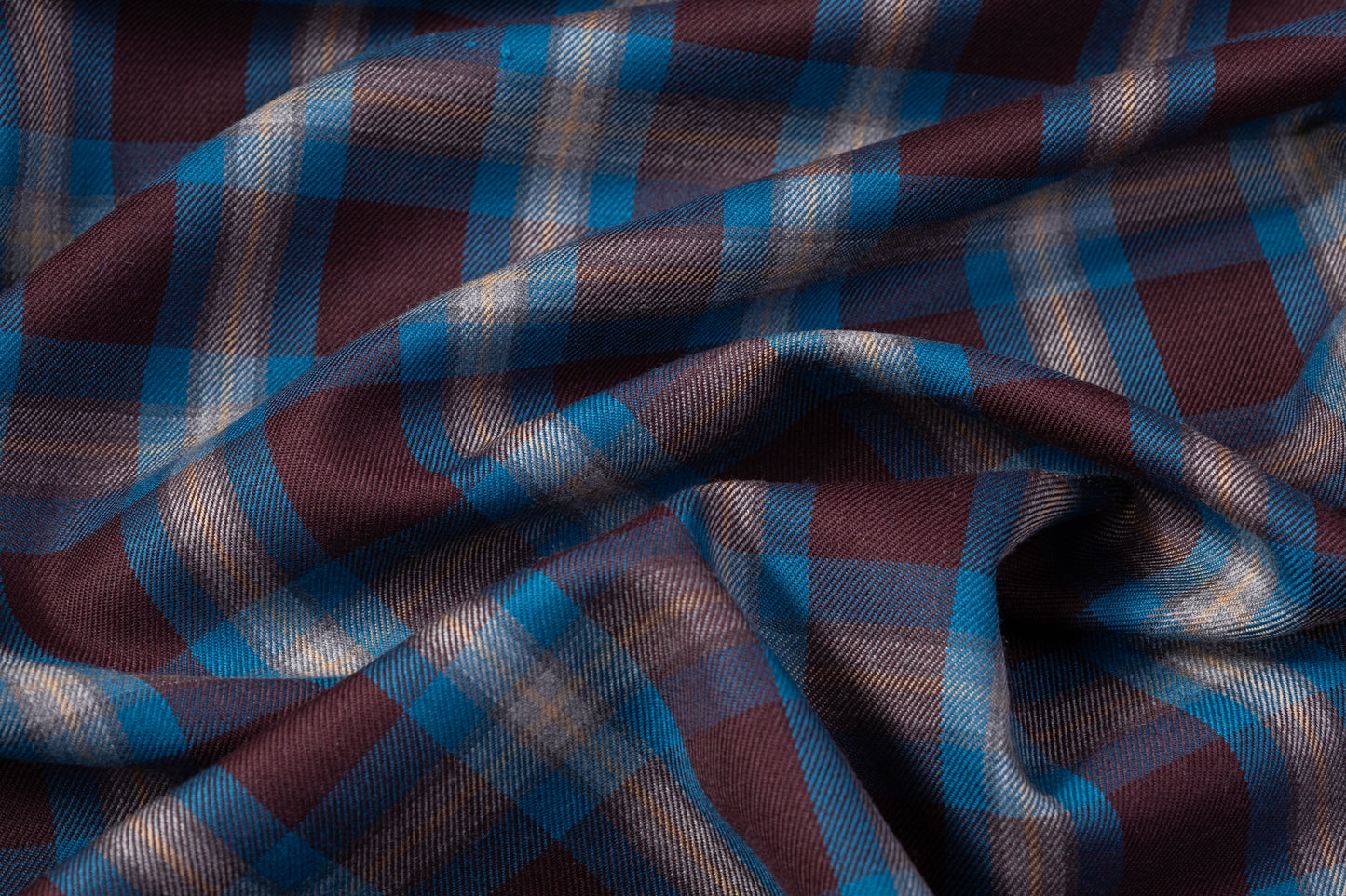 Checked Italian Wool Cashmere Suiting - Blue / Brown