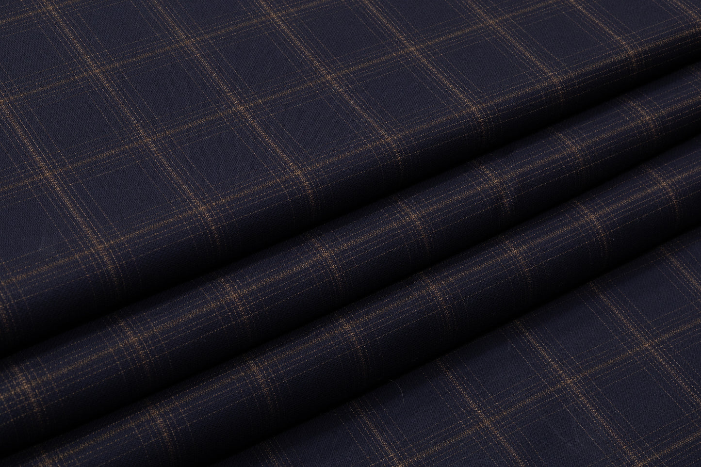 Checked Italian Wool Suiting - Navy Blue / Brown