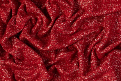 Italian Alpaca Mohair Cotton Herringbone Tweed - Red