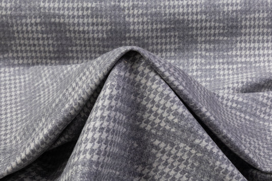 Abstract Houndstooth Italian Wool Coating - Gray