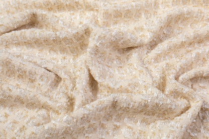 Metallic Italian Cotton Viscose Chenille Tweed - Cream / Gold