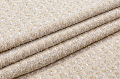 Metallic Italian Cotton Viscose Chenille Tweed - Cream / Gold