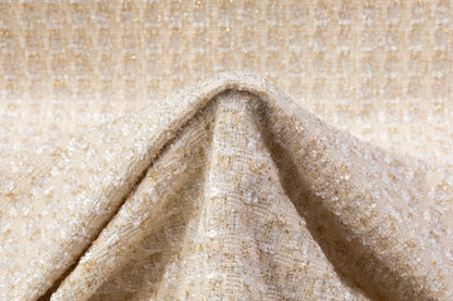 Metallic Italian Cotton Viscose Chenille Tweed - Cream / Gold