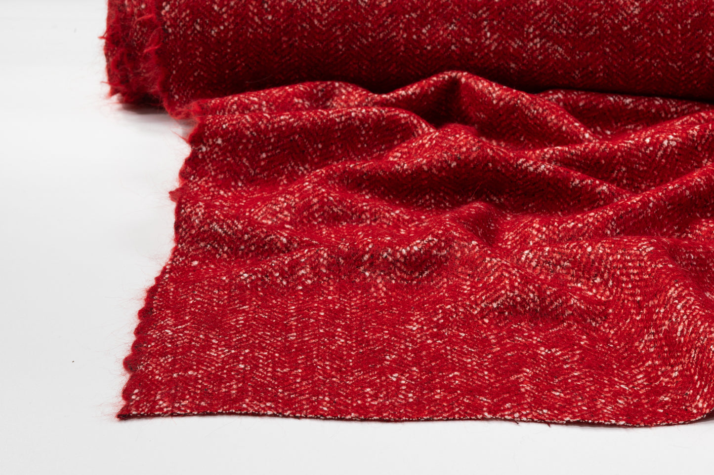 Italian Alpaca Mohair Cotton Herringbone Tweed - Red