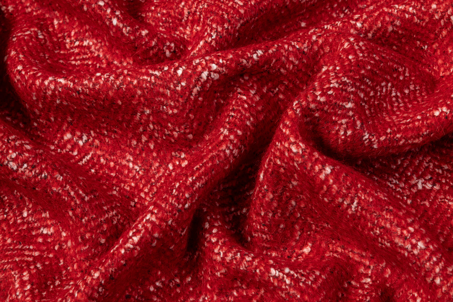 Italian Alpaca Mohair Cotton Herringbone Tweed - Red