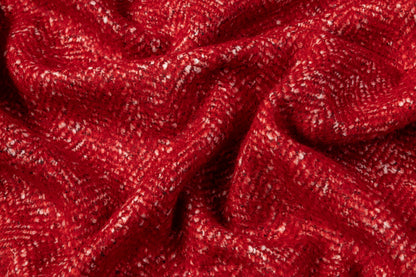 Italian Alpaca Mohair Cotton Herringbone Tweed - Red