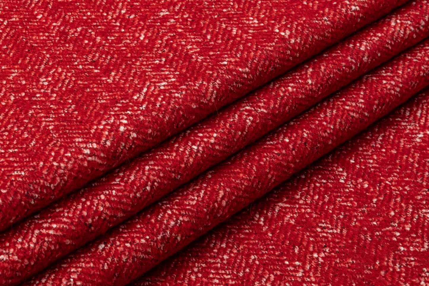 Italian Alpaca Mohair Cotton Herringbone Tweed - Red