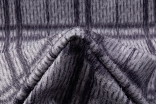 Checked Italian Alpaca Wool Coating - Gray / Purple