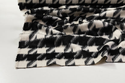 Houndstooth Italian Wool Blend Coating - Black / White