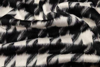 Houndstooth Italian Wool Blend Coating - Black / White