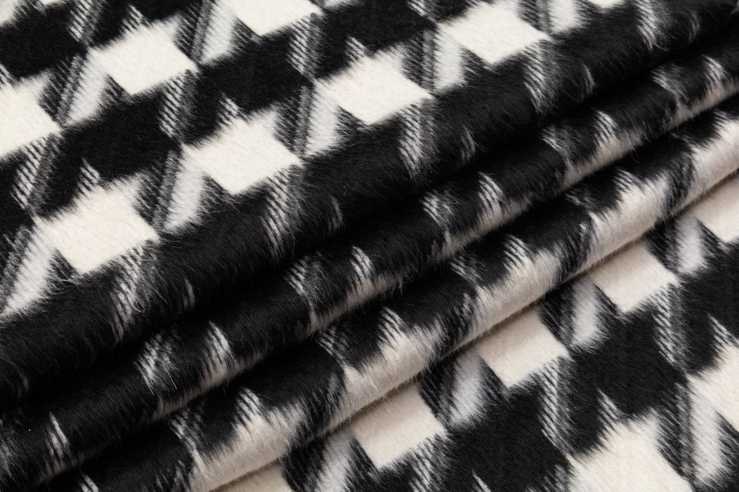 Houndstooth Italian Wool Blend Coating - Black / White