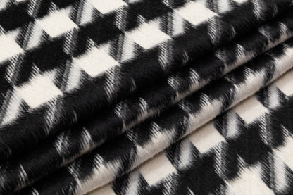 Houndstooth Italian Wool Blend Coating - Black / White