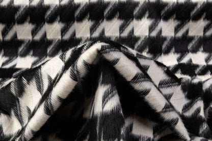 Houndstooth Italian Wool Blend Coating - Black / White