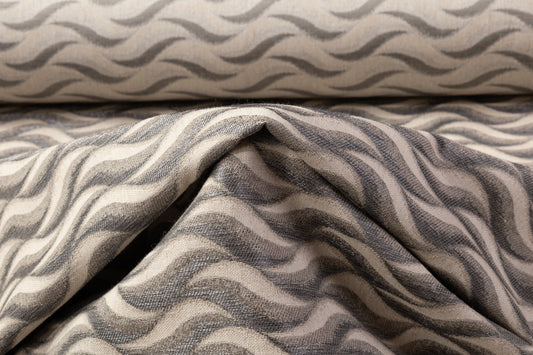 Wavy Italian Cotton Nylon Brocade - Gray / Taupe