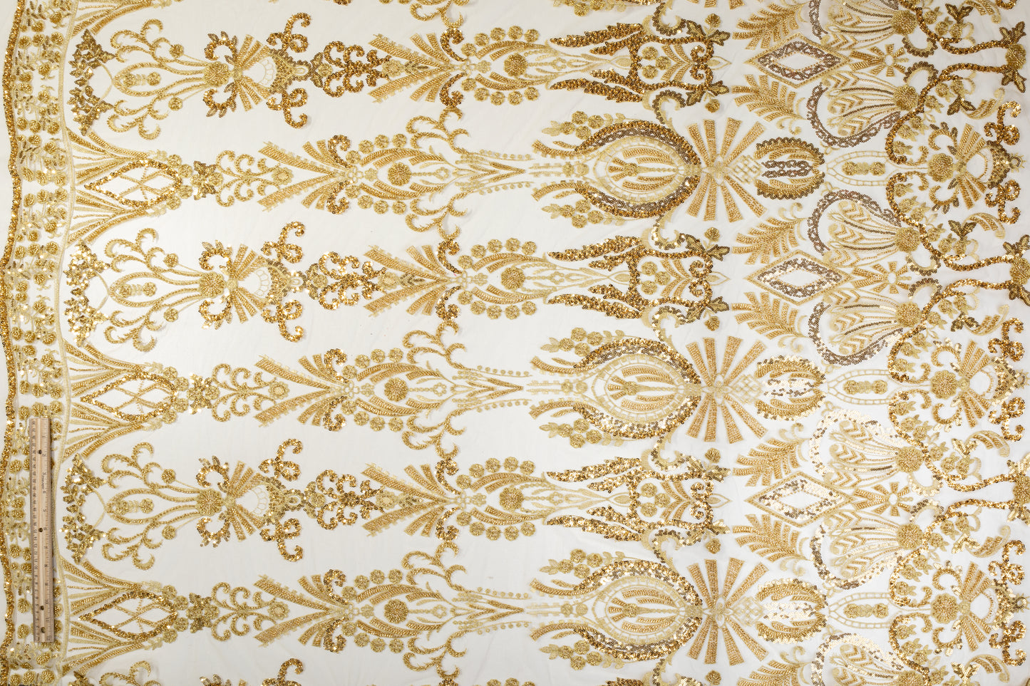 Damask Beaded and Embroidered Tulle - Gold