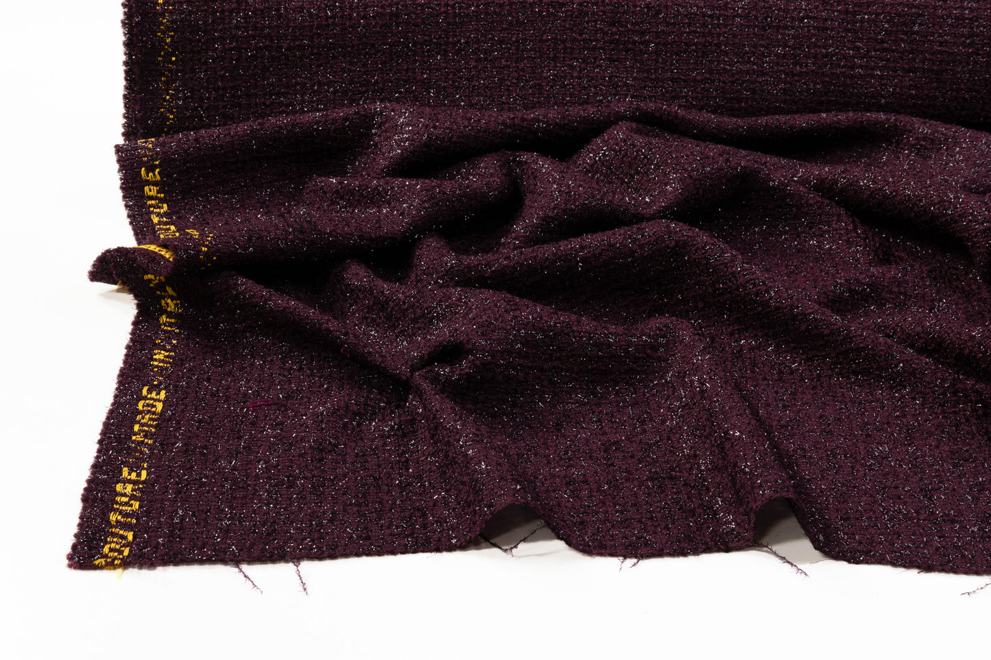 Metallic Italian Wool Boucle - Burgundy