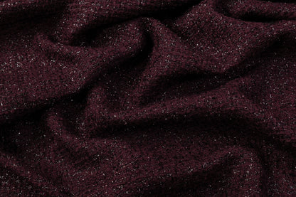 Metallic Italian Wool Boucle - Burgundy