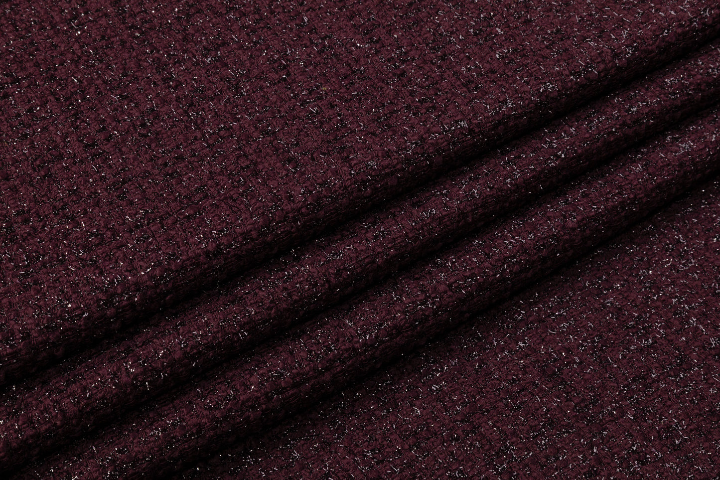 Metallic Italian Wool Boucle - Burgundy