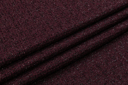 Metallic Italian Wool Boucle - Burgundy