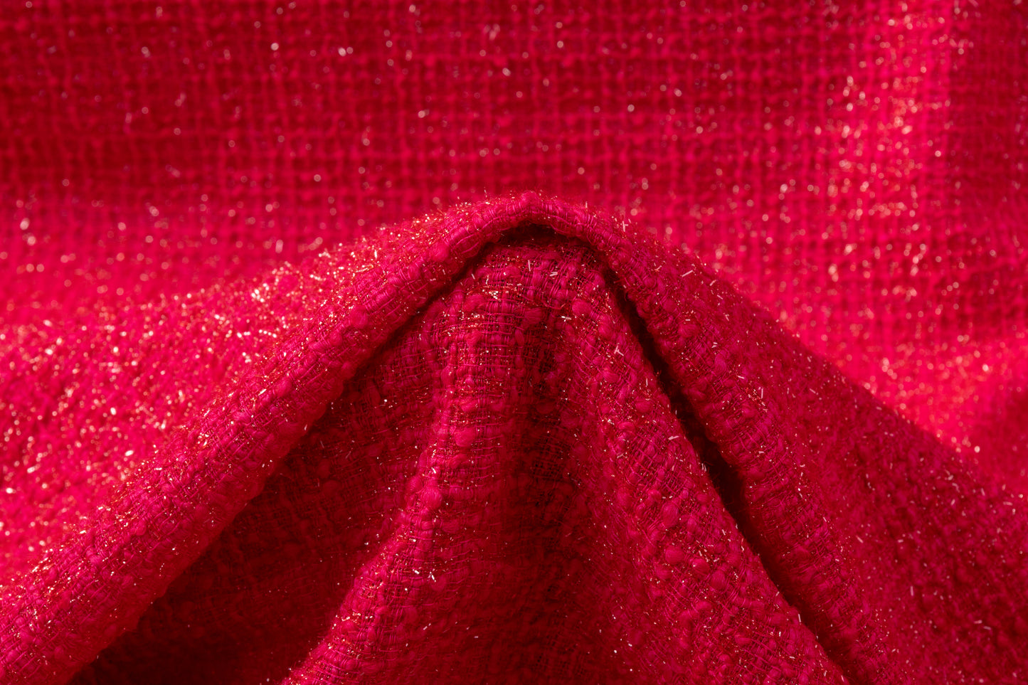 Metallic Italian Wool Boucle - Hot Pink