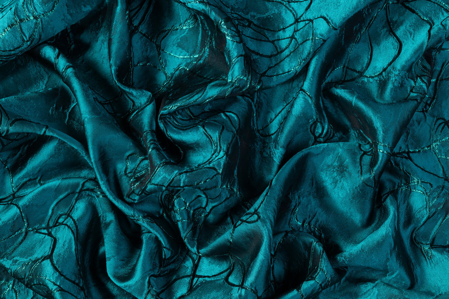 Abstract Metallic Italian Silk Blend Cloqué - Teal