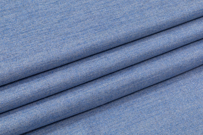 Metallic Italian Wool Flannel Suiting - Blue