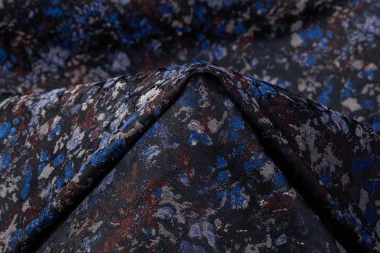 Abstract Italian Brocade - Blue / Burgundy / Gray