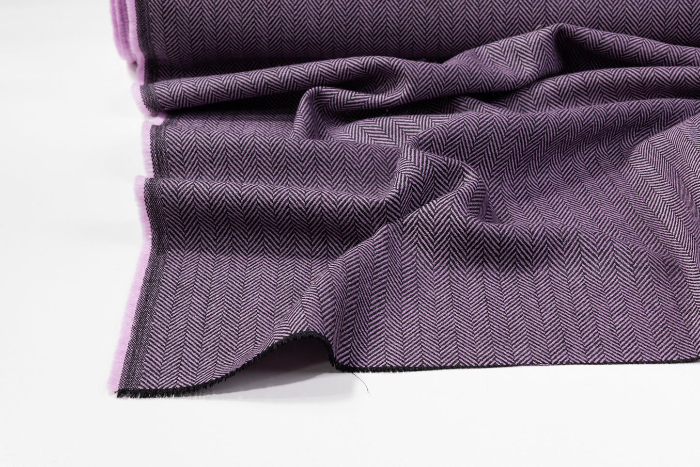 Two-Tone Herringbone Italian Wool Suiting - Lilac / Black