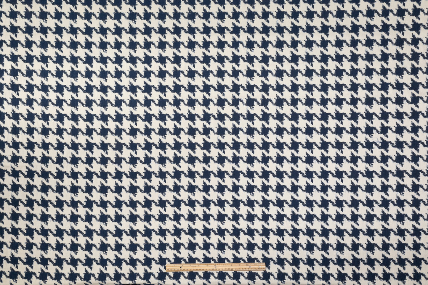 Houndstooth Italian Cotton Nylon Brocade - Blue / Beige