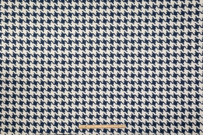 Houndstooth Italian Cotton Nylon Brocade - Blue / Beige