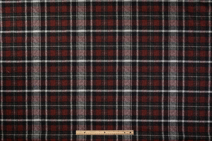 Metallic Plaid Cotton Blend Suiting - Red / Silver / Green