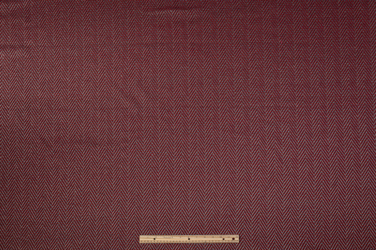 Metallic Herringbone Italian Tweed - Maroon / Multicolor