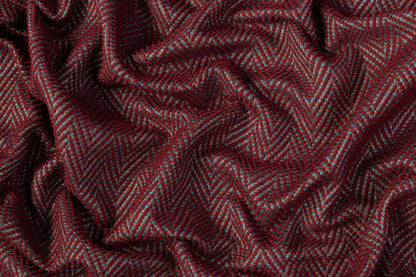 Metallic Herringbone Italian Tweed - Maroon / Multicolor