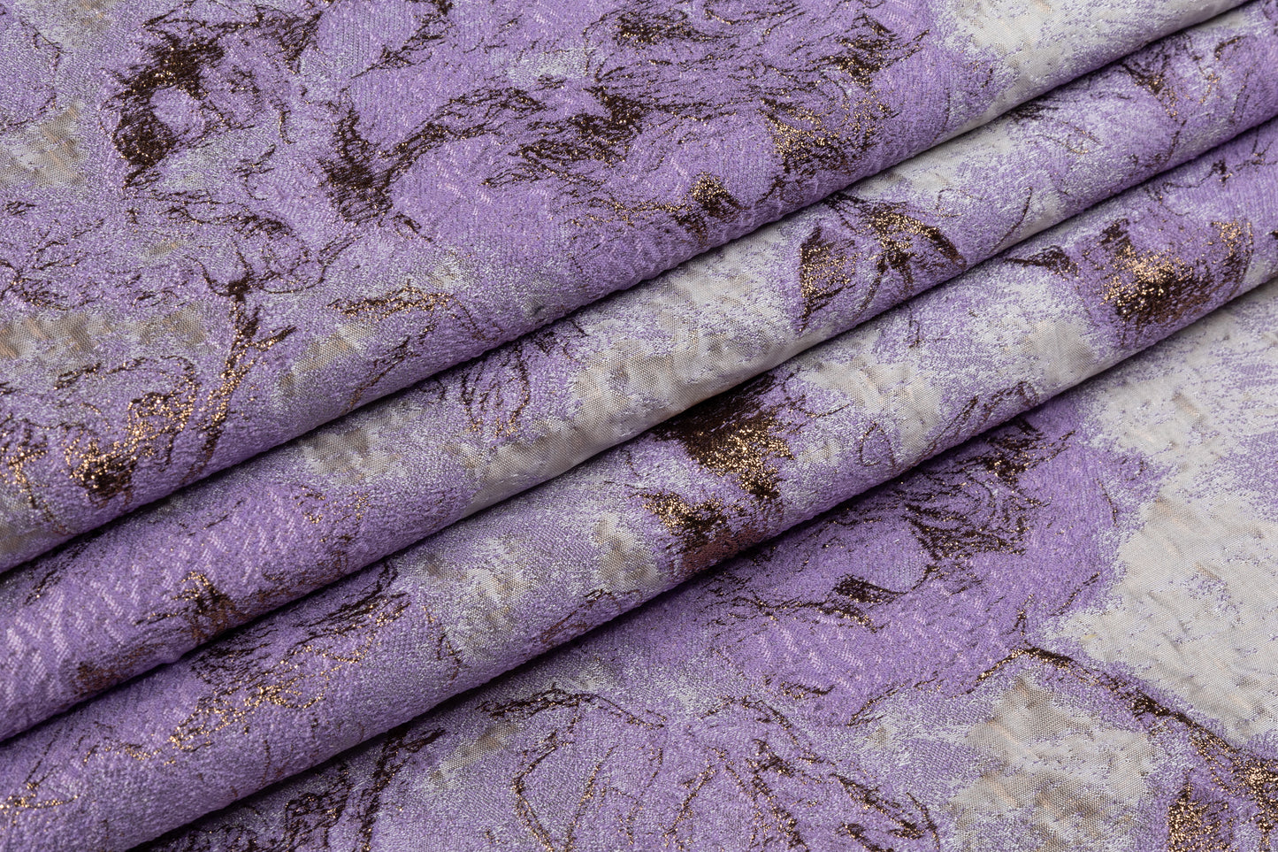 Floral Crushed Metallic Brocade - Purple / Gold