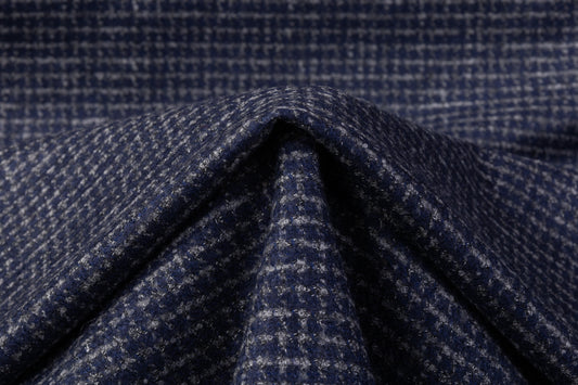 Italian Wool Blend Tweed Suiting - Blue / Gray