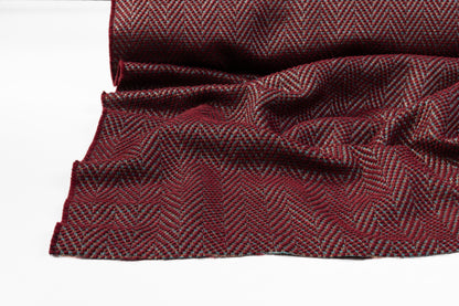 Metallic Herringbone Italian Tweed - Maroon / Multicolor