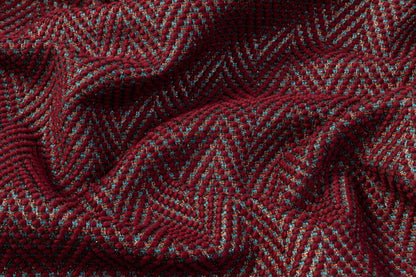 Metallic Herringbone Italian Tweed - Maroon / Multicolor