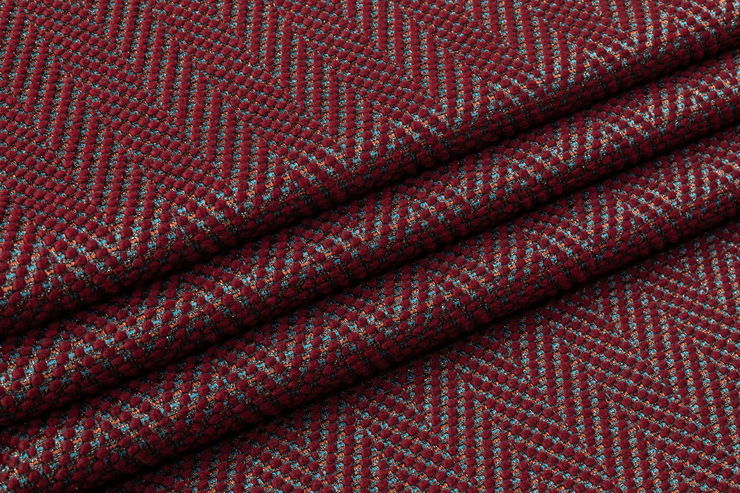 Metallic Herringbone Italian Tweed - Maroon / Multicolor