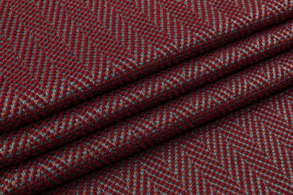 Metallic Herringbone Italian Tweed - Maroon / Multicolor